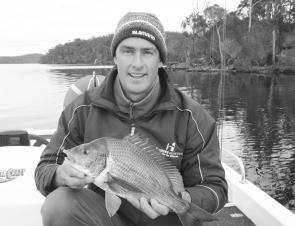 Chris Wright with a nice bream from Mallacoota. Both bait and lures are successful here.